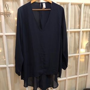 Pure Energy navy blue asymmetrical blouse